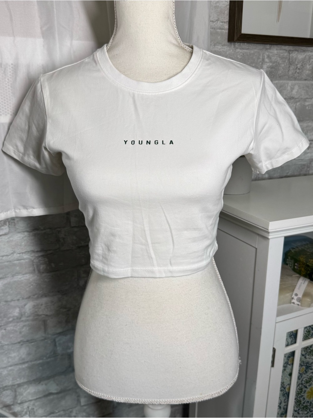 YoungLA White Short Sleeve Cropped Tee